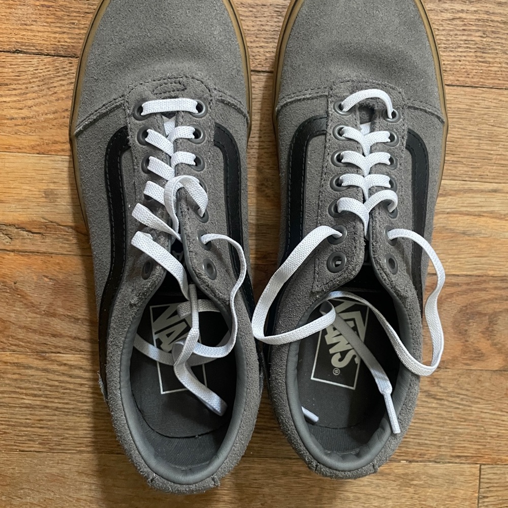 Vans Gray Suede Old Skool Sneakers with Black Stripe